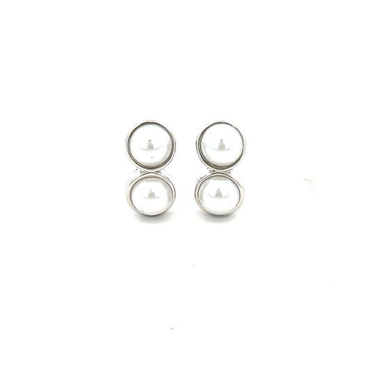 Duo Pearl Earrings In Sliver