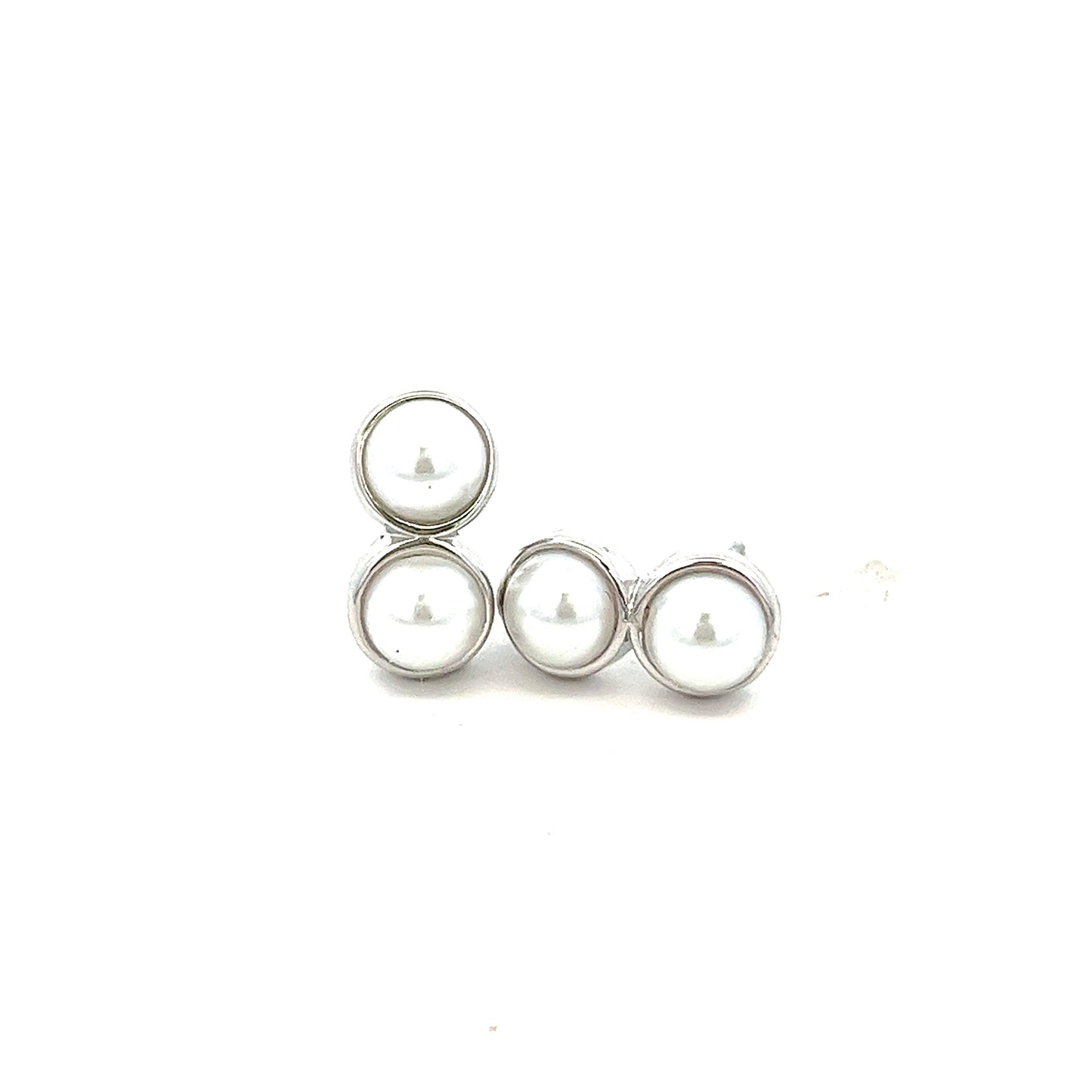 Duo Pearl Earrings In Sliver