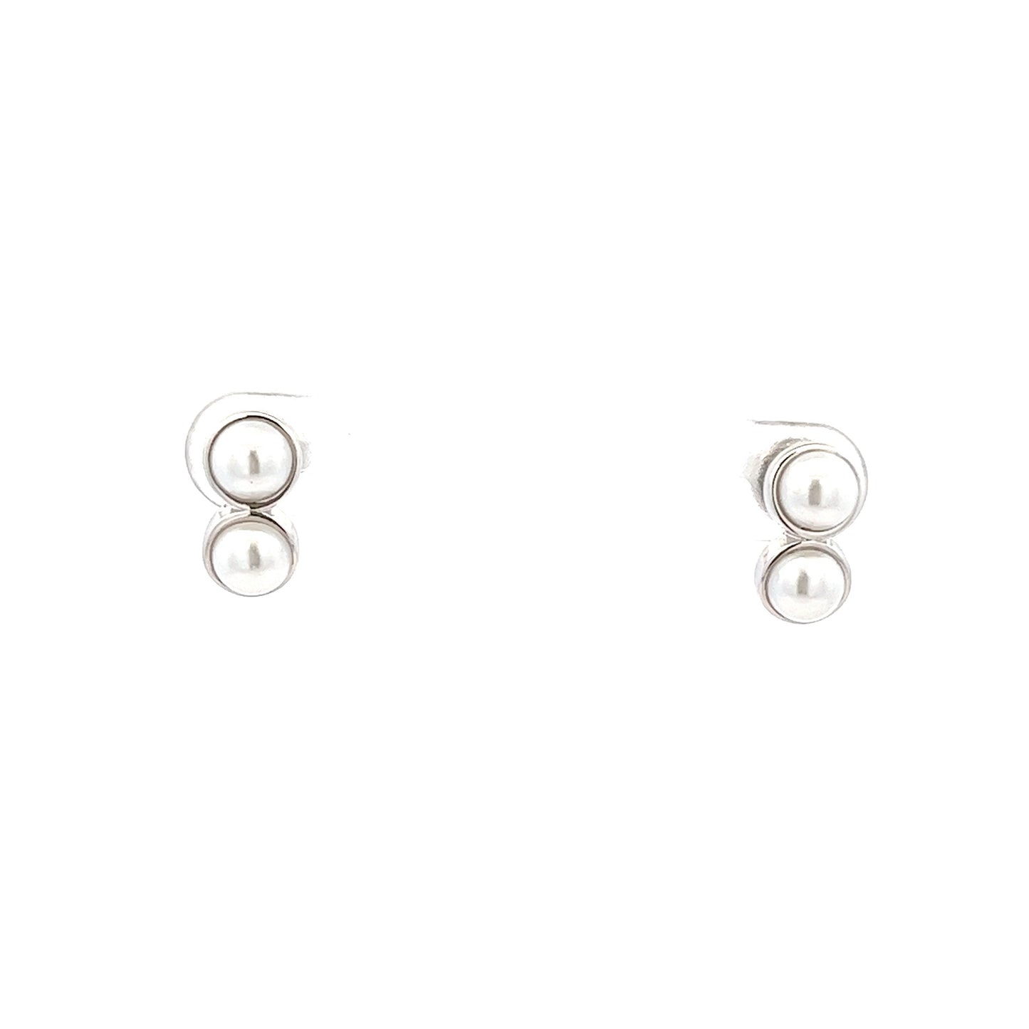 Duo Pearl Earrings In Sliver