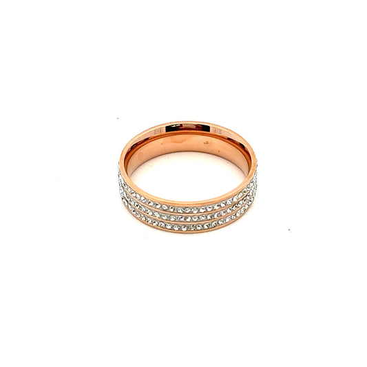 3 Diamante Ring In Rose Gold