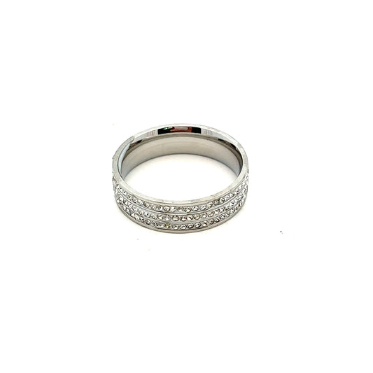 3 Diamante Ring In Silver