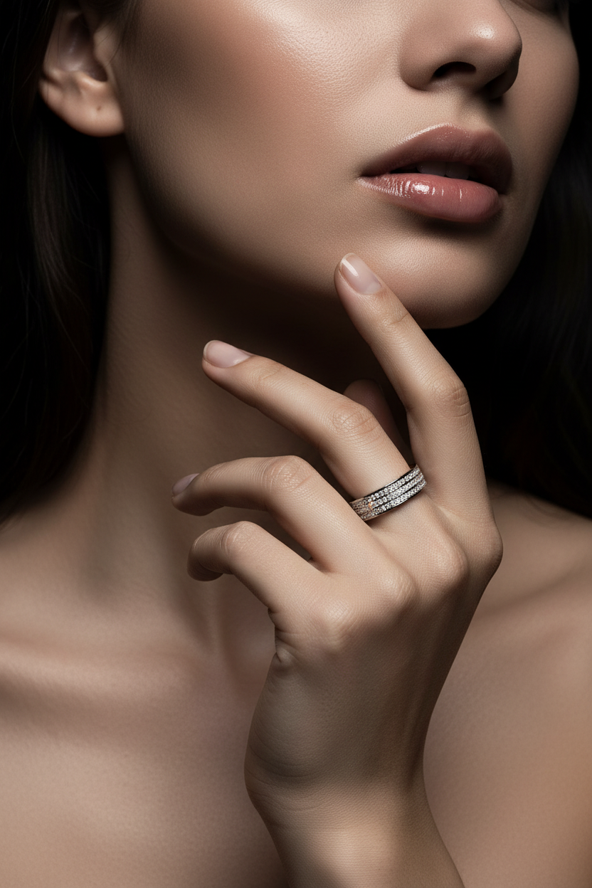 3 Diamante Ring In Silver