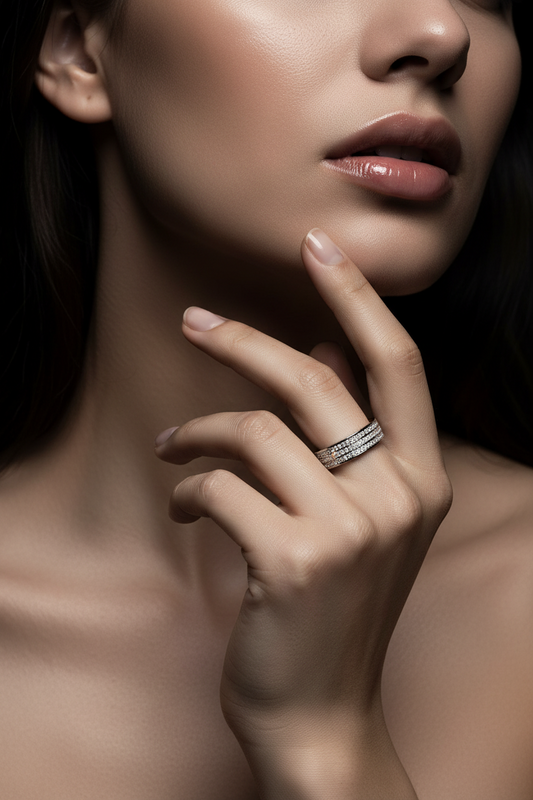 3 Diamante Ring In Silver