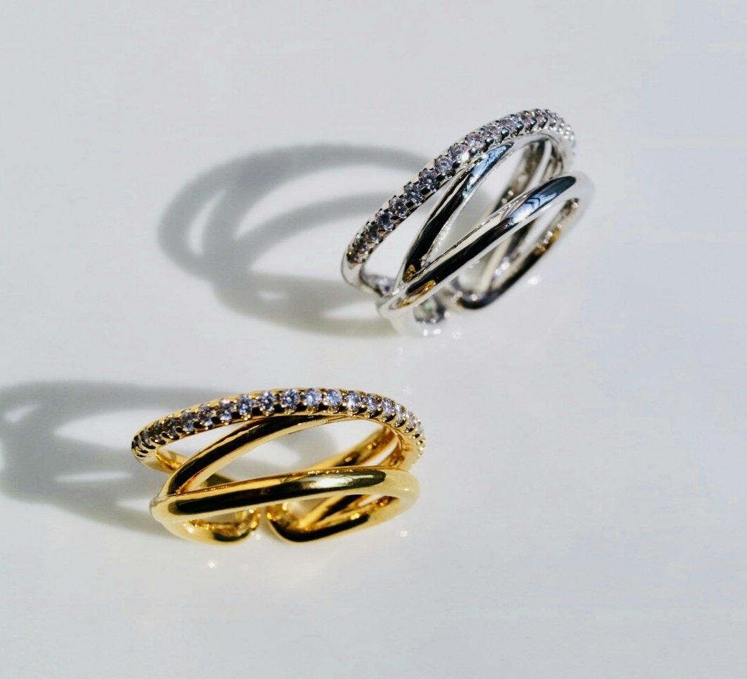 Diamante Trio Ring in Gold