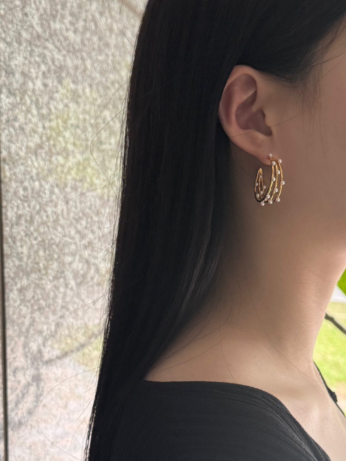 Pearlyn hoops gold