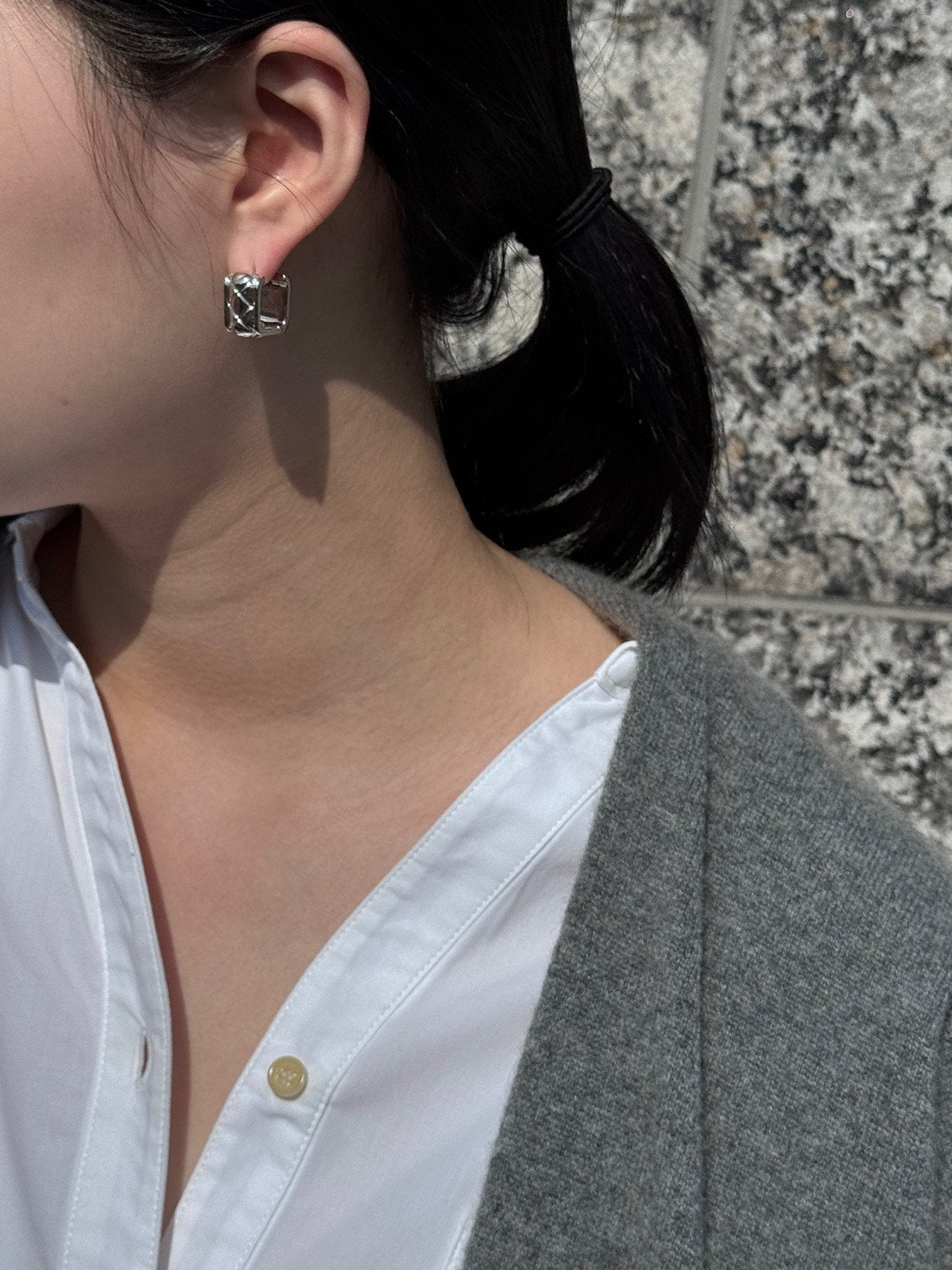 Em Square earrings in Silver