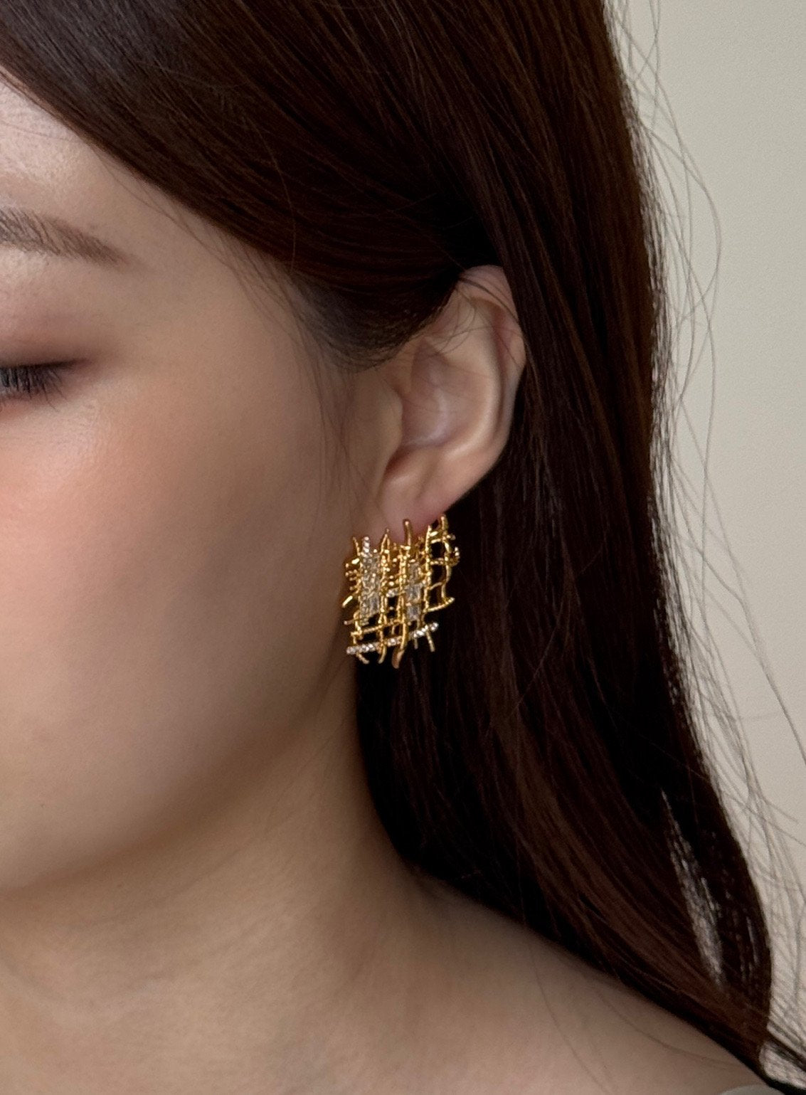 Tweed earrings Gold