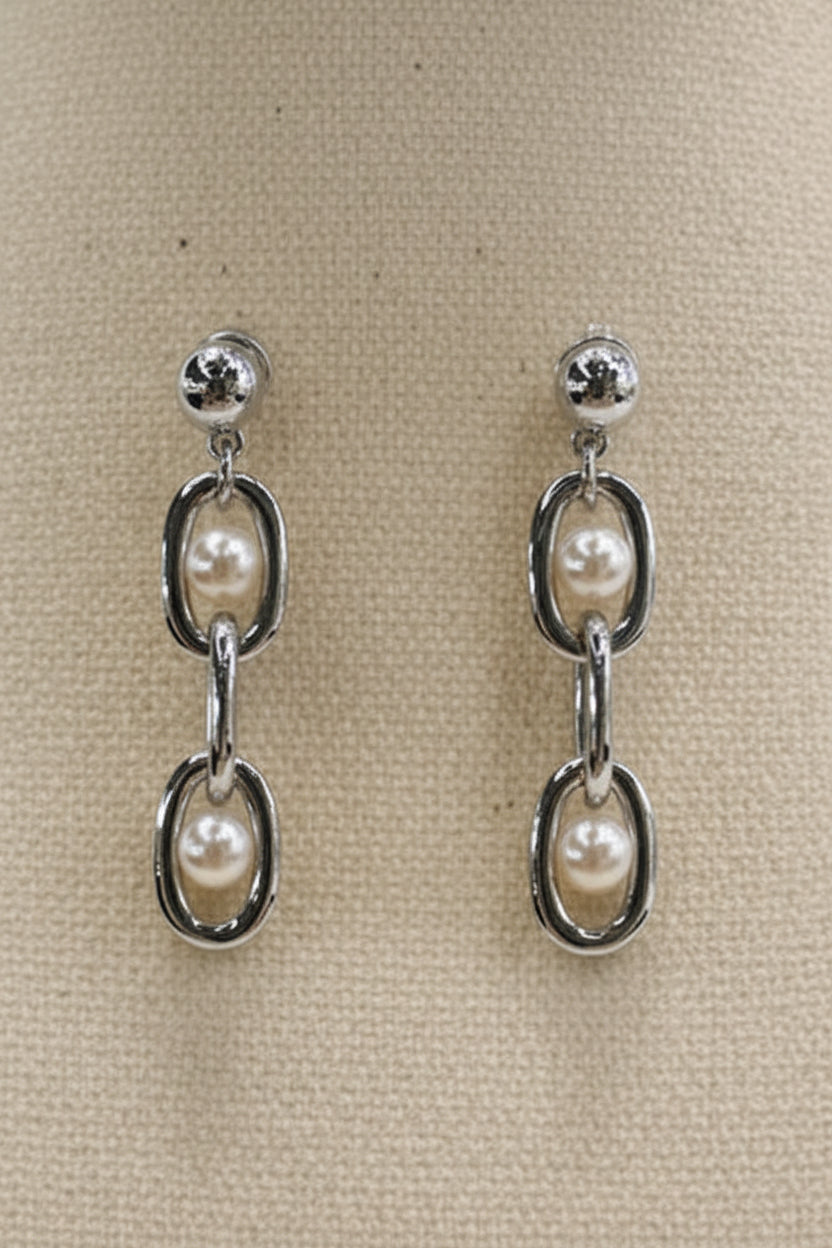 Pearlyn Metal Trio Earrings Silver