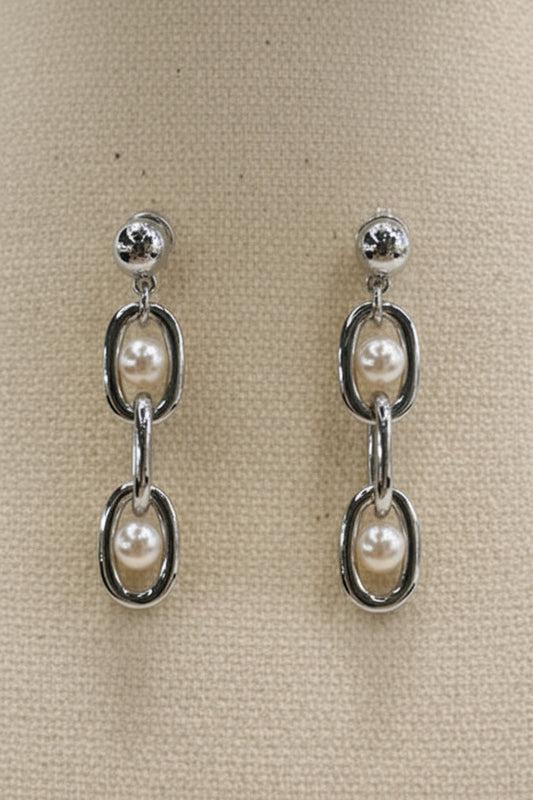 Pearlyn Metal Trio Earrings Silver