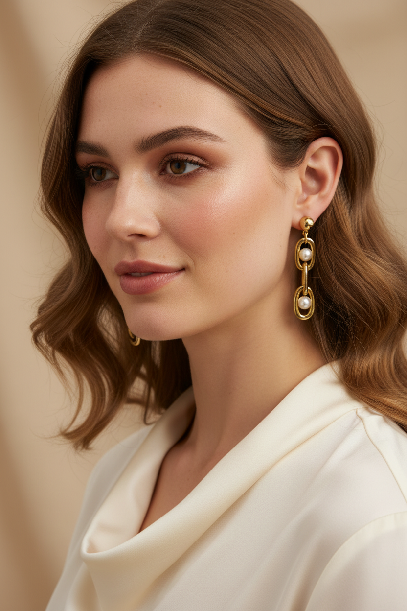 Pearlyn Metal Trio Earrings Gold