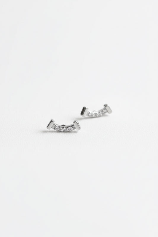 Banner Earrings Studs Silver