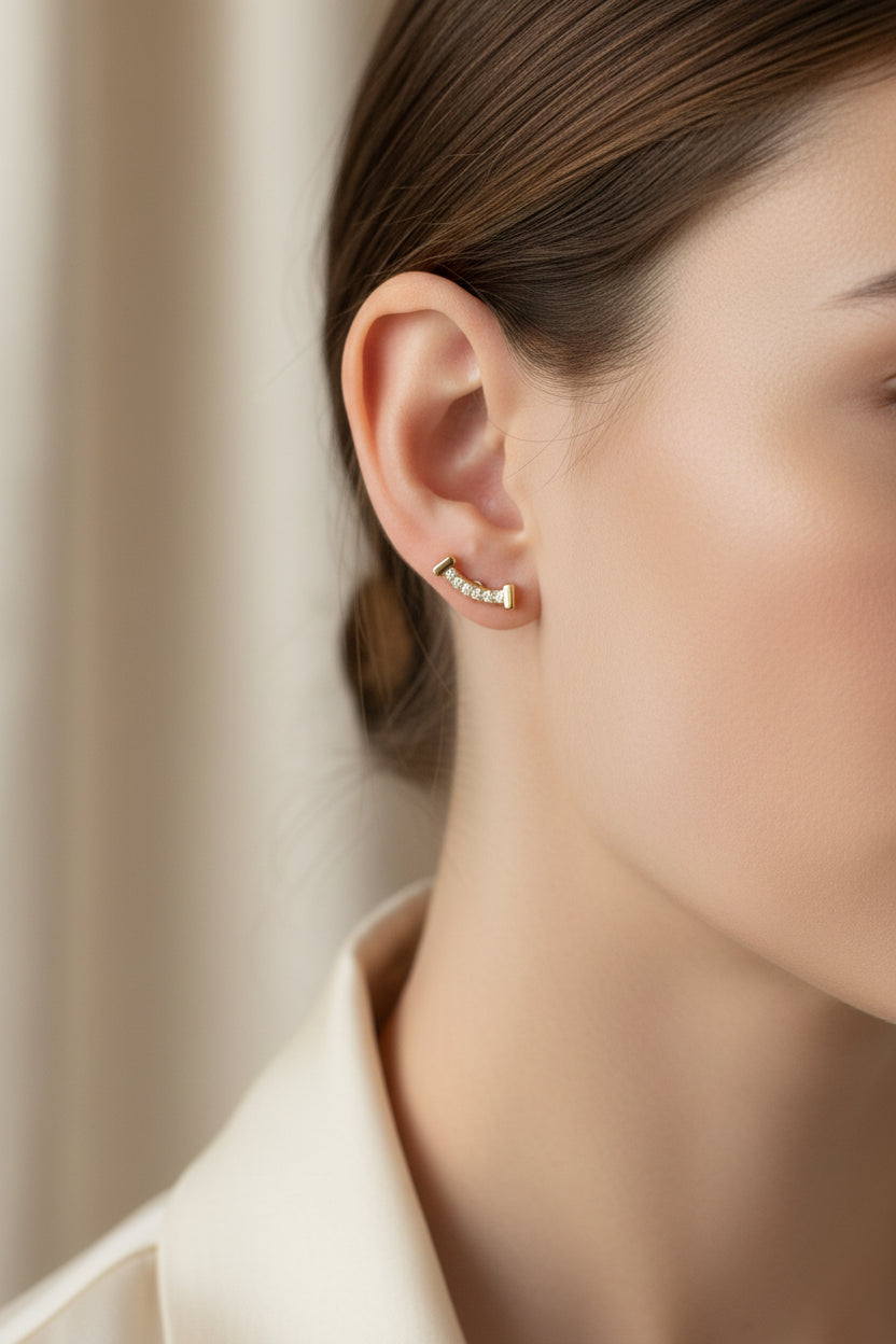 Banner Earrings Studs Gold