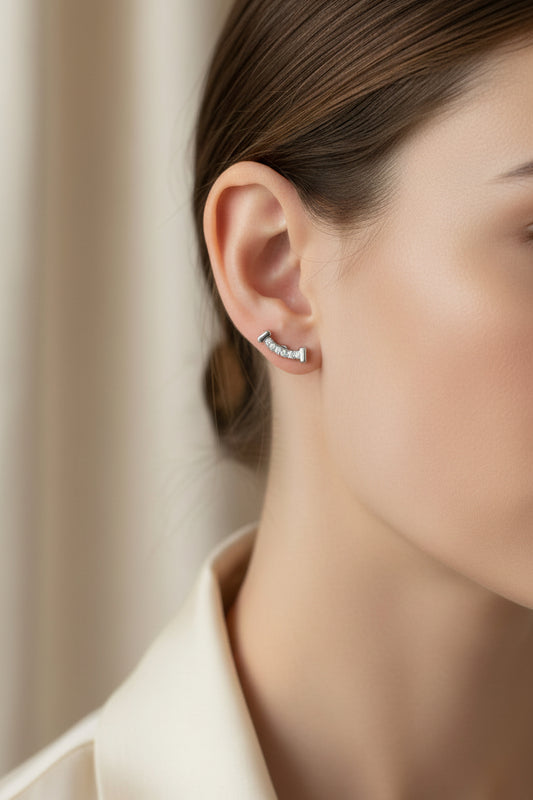 Banner Earrings Studs Silver