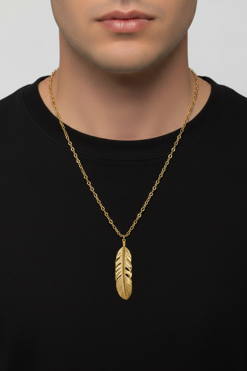 Feather necklace in Silver