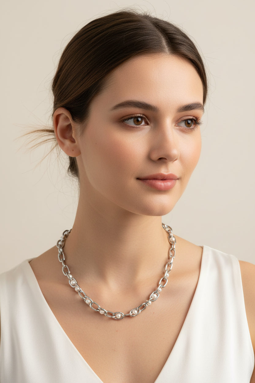 Pearlyn Metal Necklace Silver