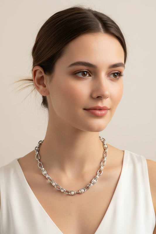 Pearlyn Metal Necklace Silver