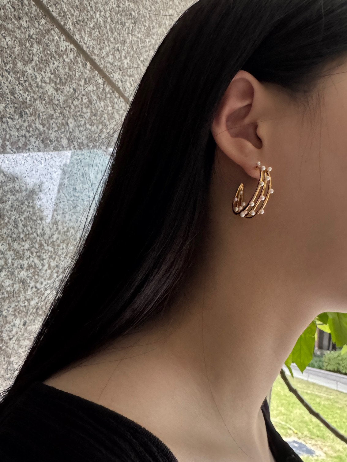 Pearlyn hoops gold