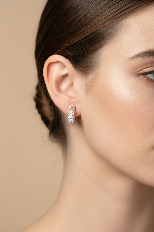 Halo Diamante Earrings Rose Gold