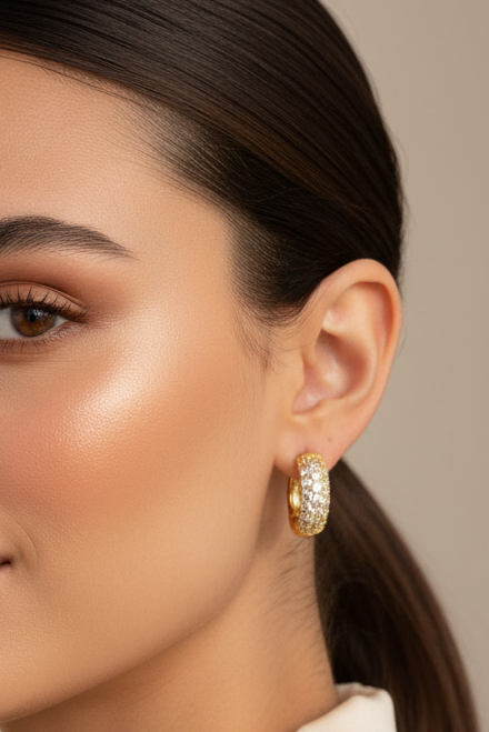 Halo Diamante Earrings Gold