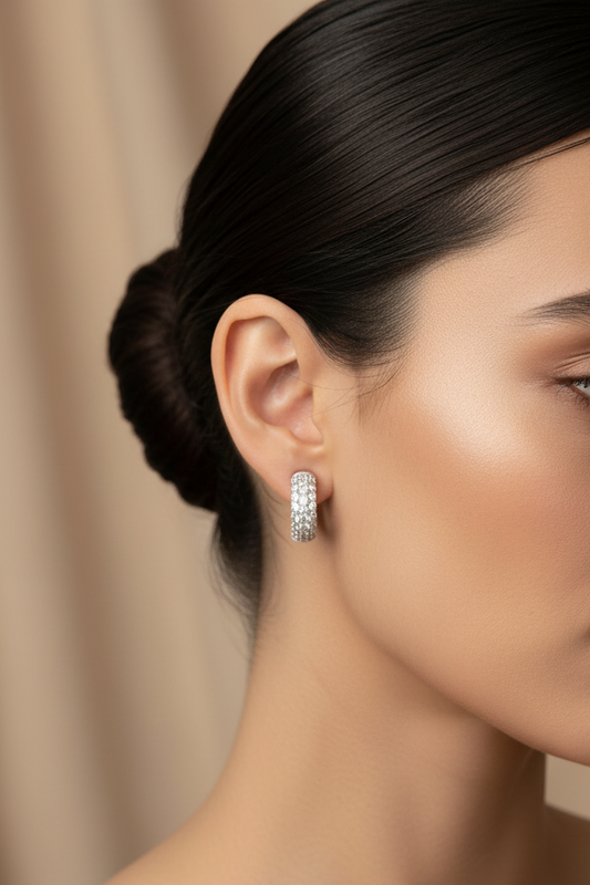 Halo Diamante Earrings Silver
