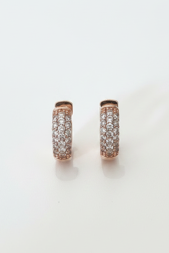 Halo Diamante Earrings Rose Gold