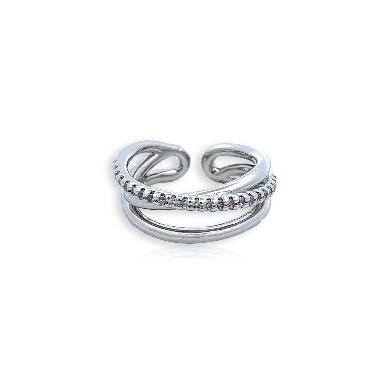 Diamante Trio Ring in Silver