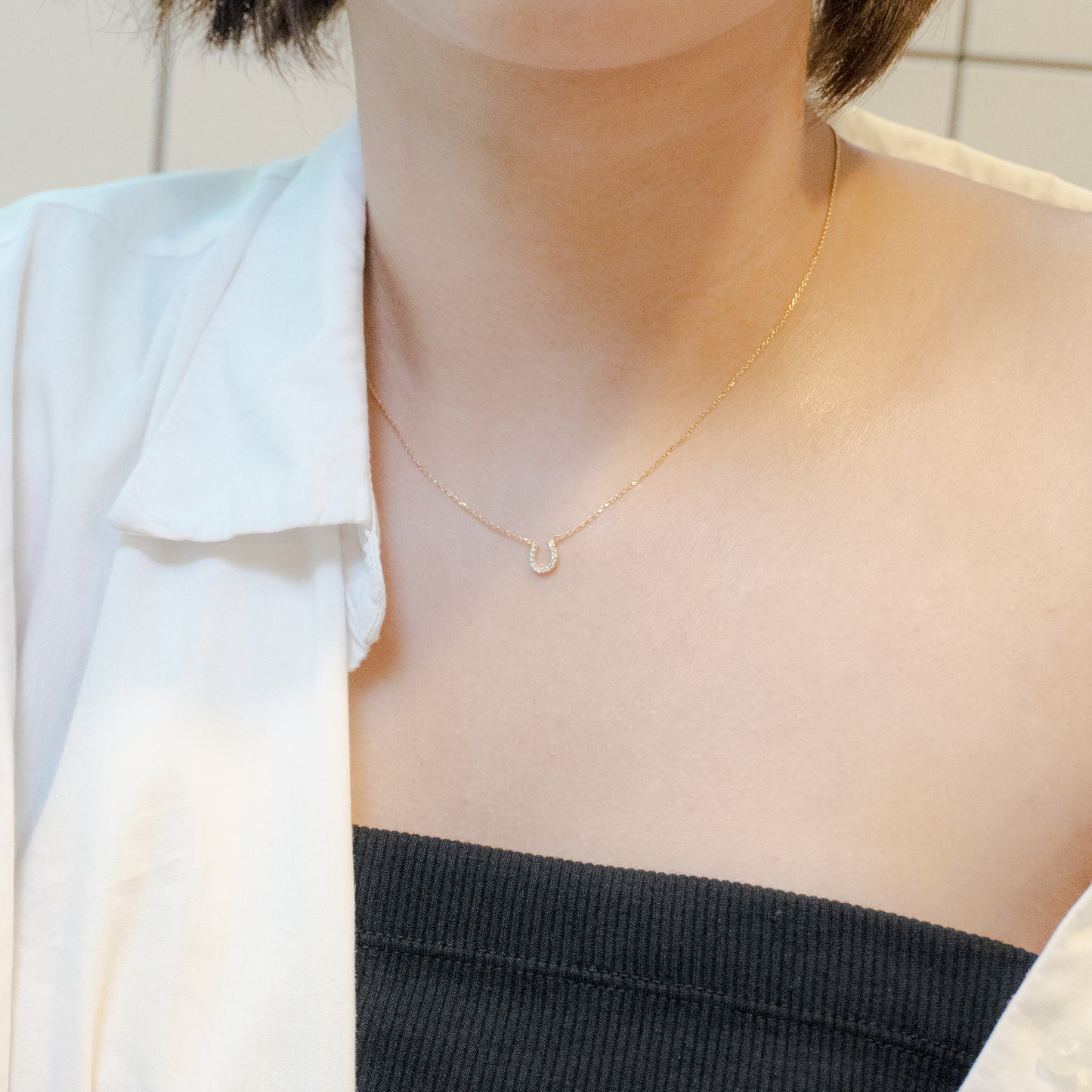 Mini Horseshoe Necklace in Gold