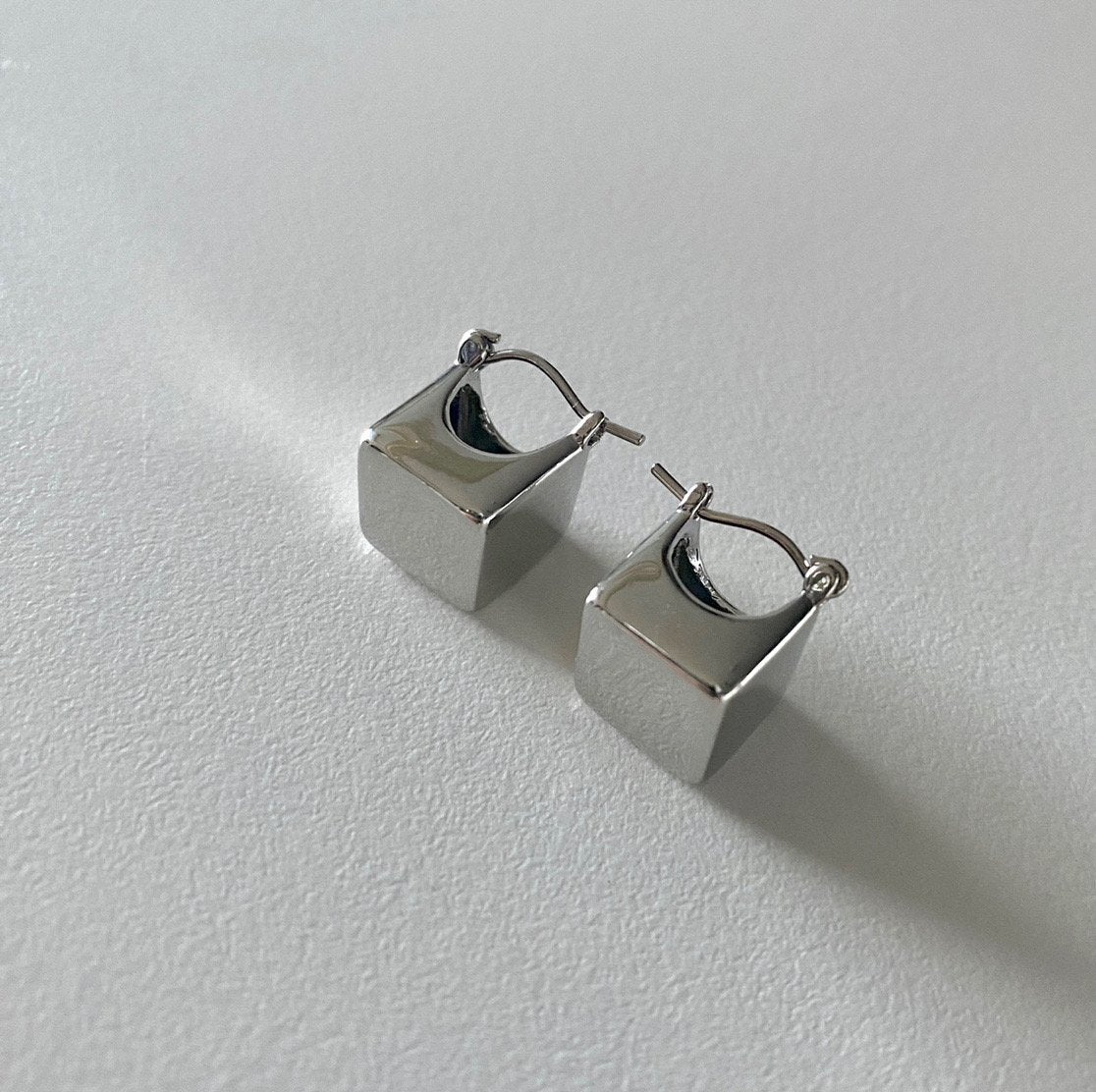 Cube Earrings in Silver