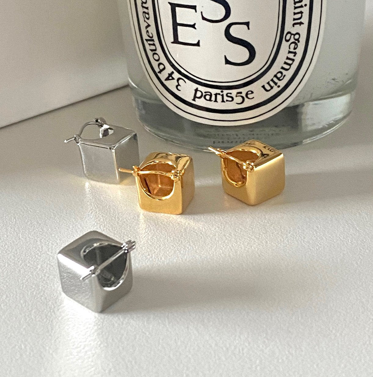 Cube Earrings in Gold