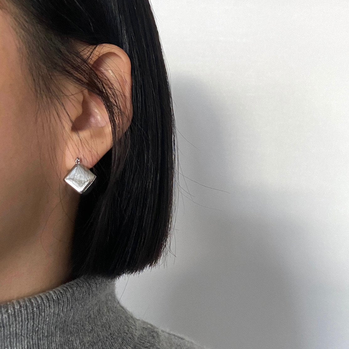 Cube Earrings in Silver
