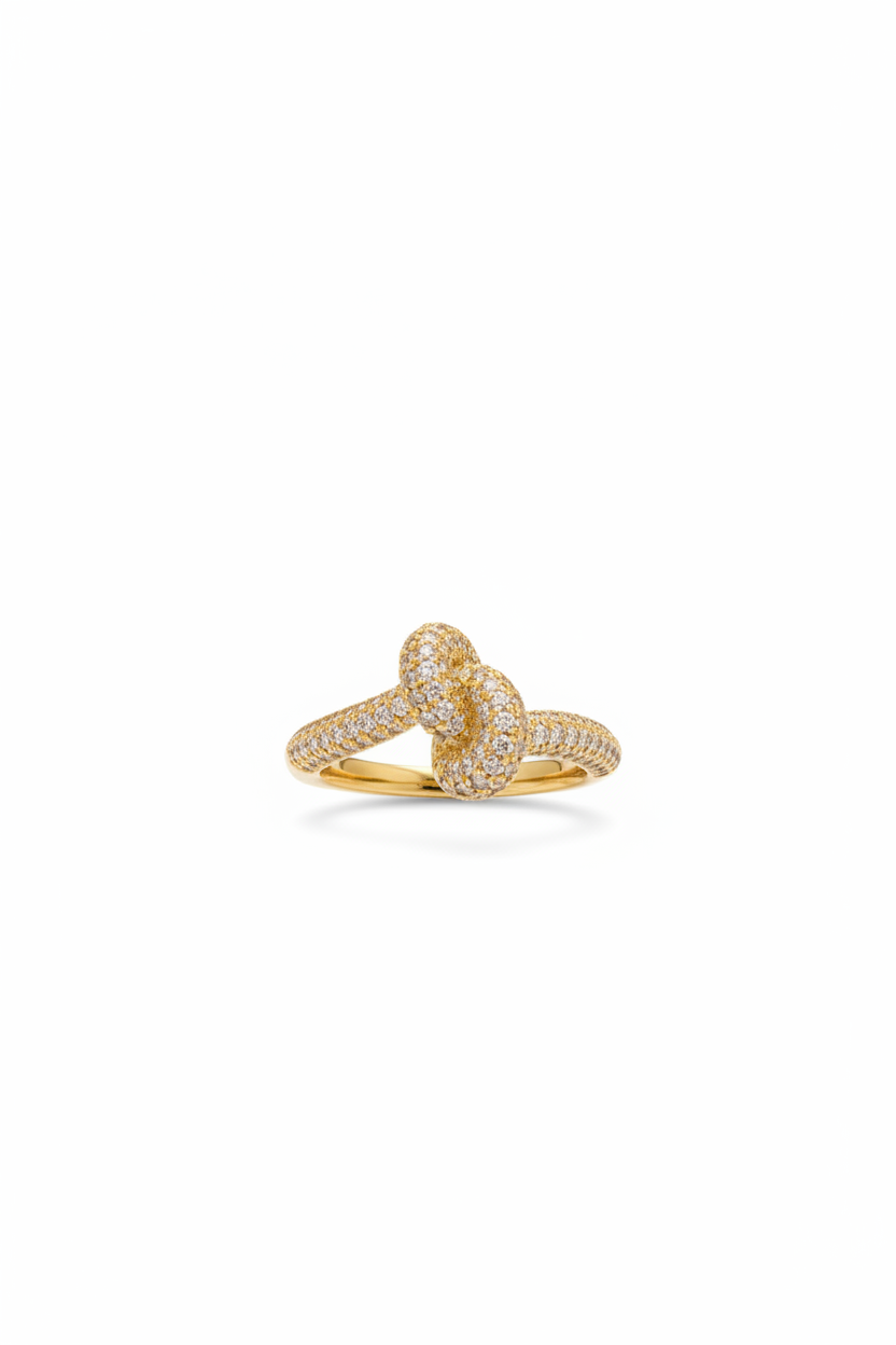 Diamante Knot Ring in silver