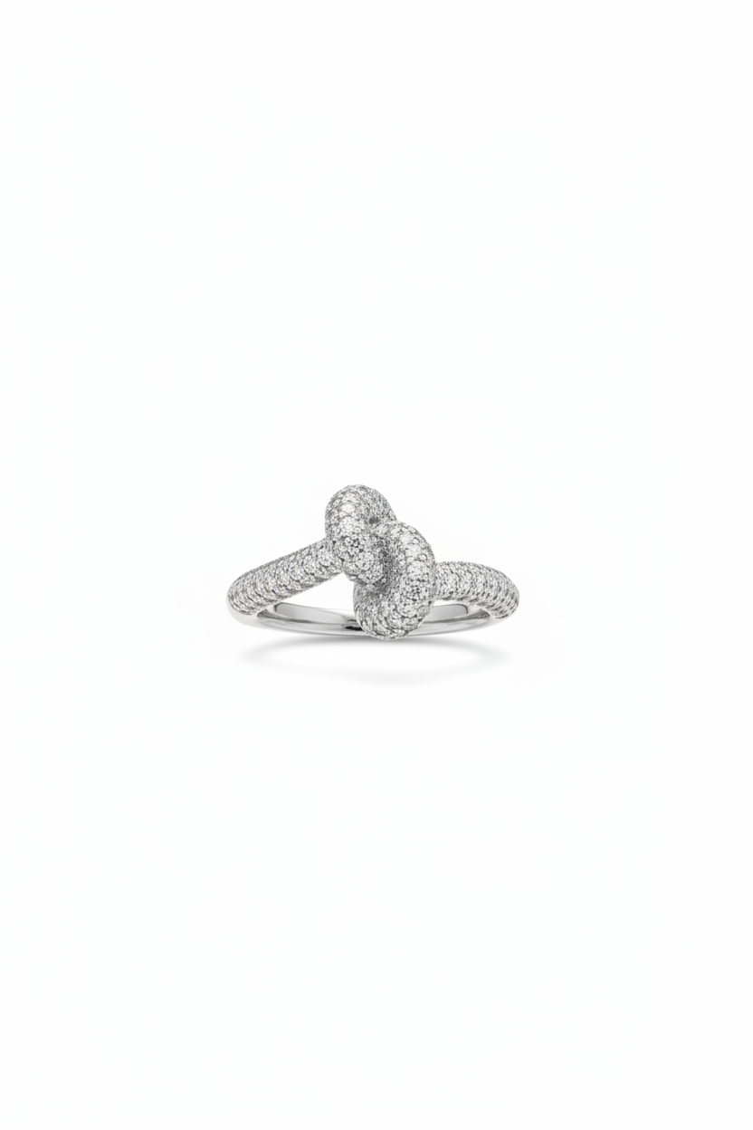 Diamante Knot Ring in silver