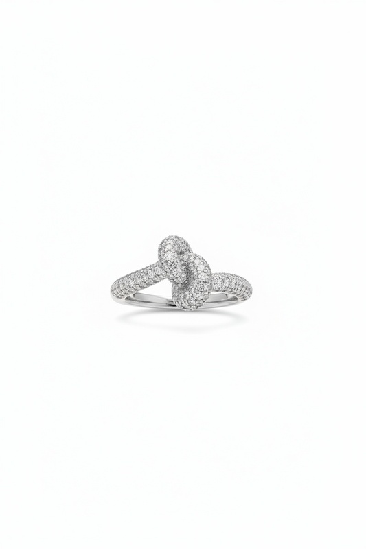 Diamante Knot Ring in silver