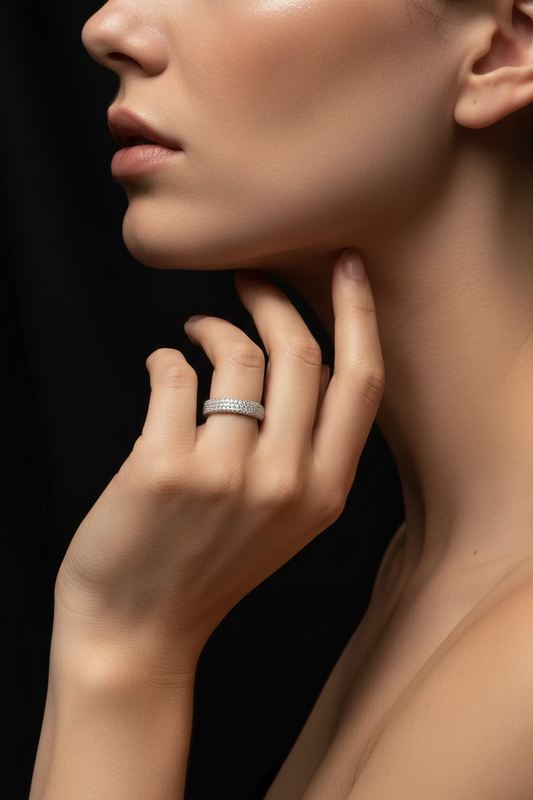Tita Thin Diamante Ring Silver