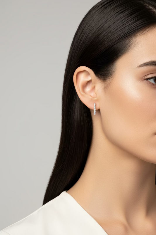 Mini Cleef Loop Earrings in Silver