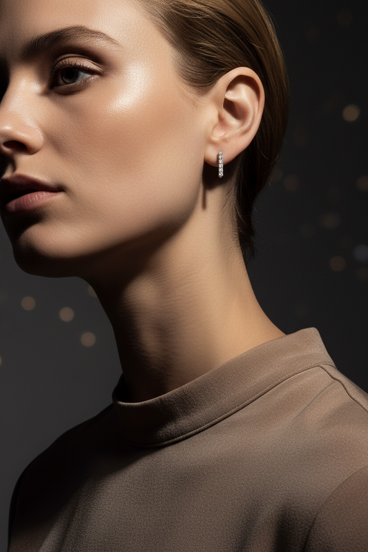 Mini Cleef Loop Earrings in Silver