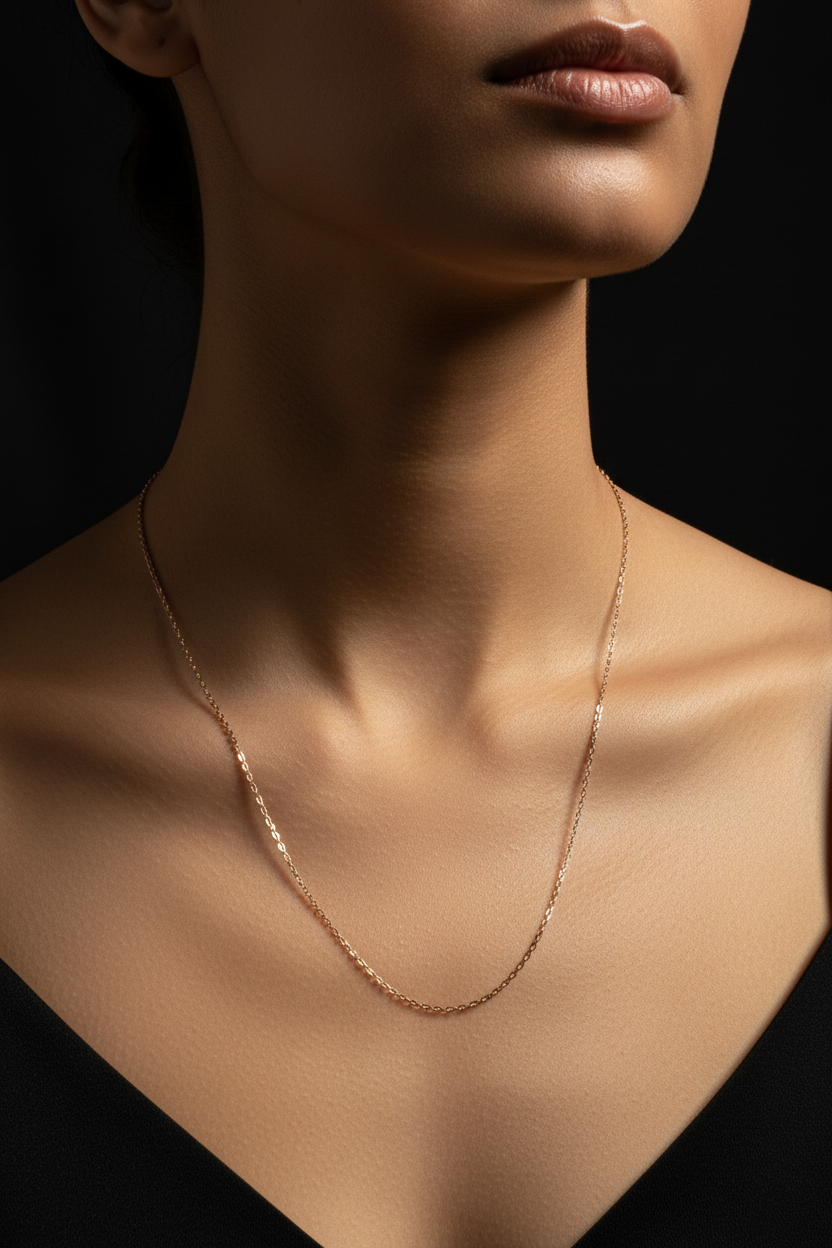 Fine Thick Oval Necklace In Rose Gold