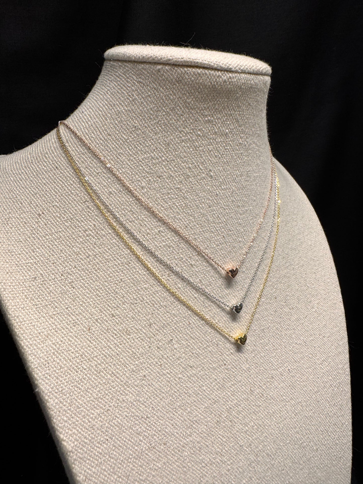 Mini Heart Necklace In Sliver