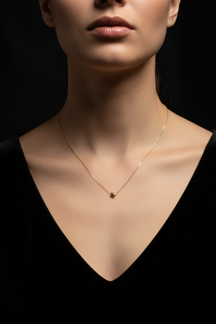 Mini Heart Necklace In Gold