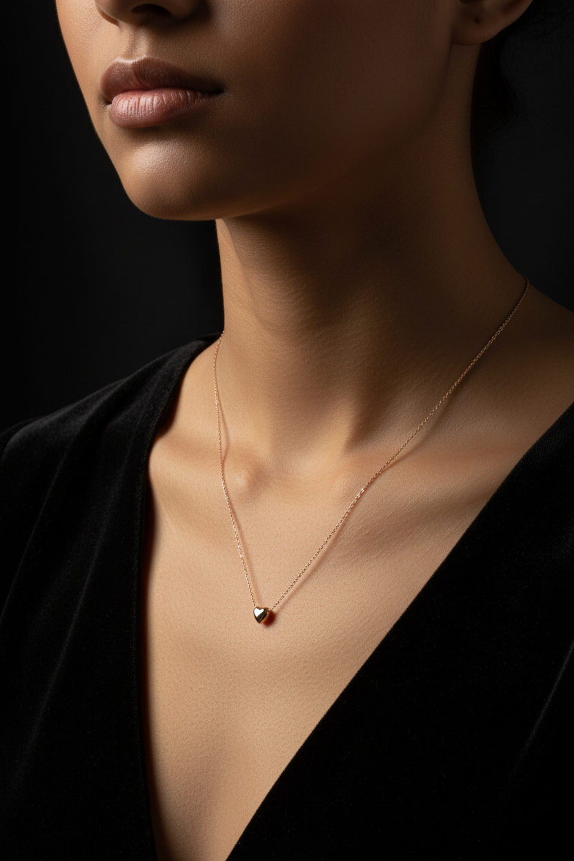 Mini Heart Necklace In Rose Gold