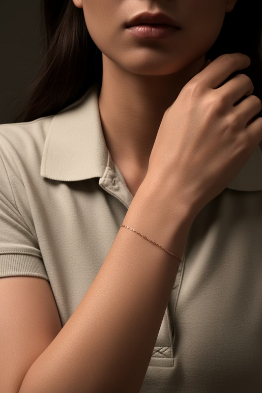 Fine Thick Oval Bracelet In Rose Gold
