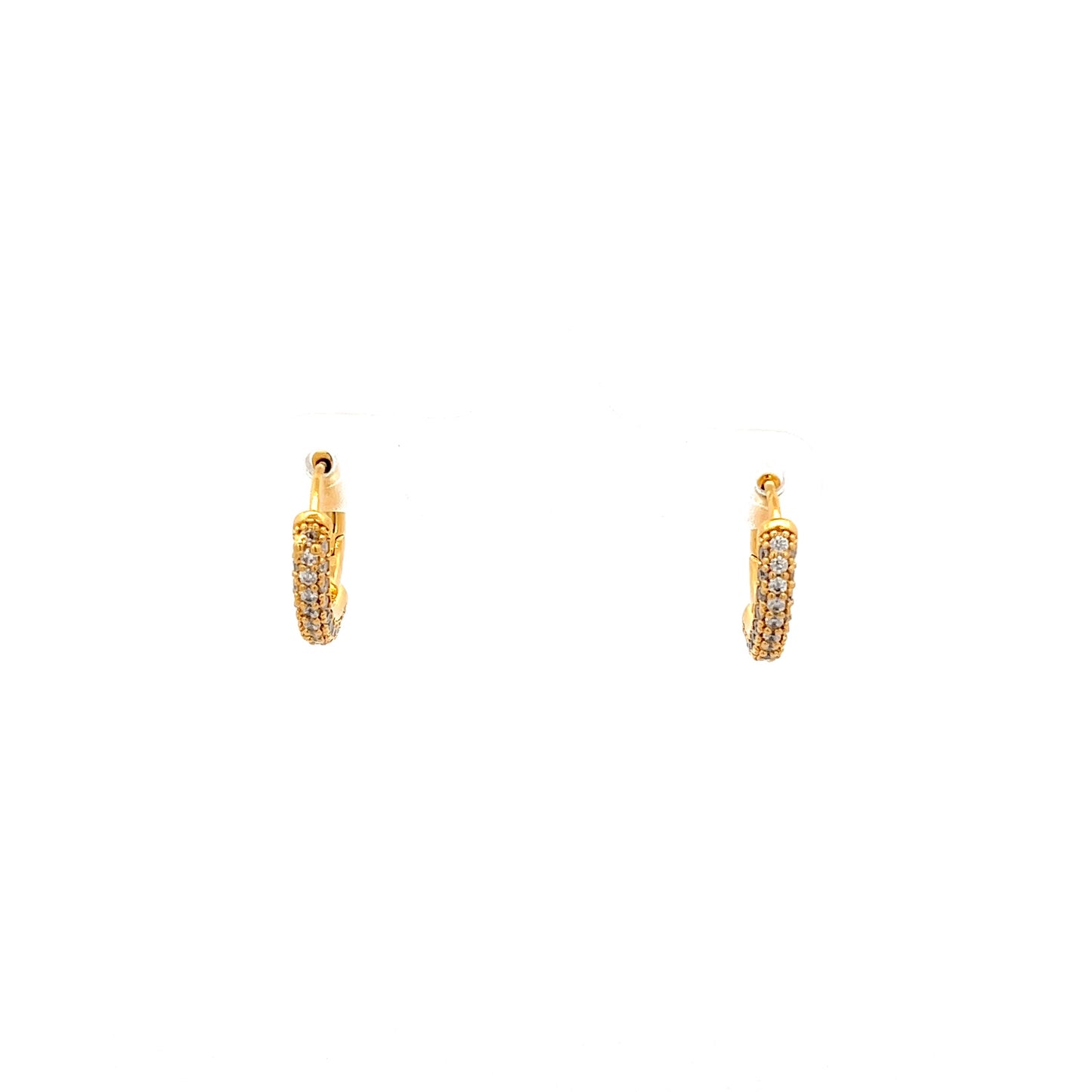 Paved Diamante Huggies In Gold