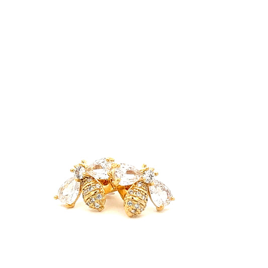 Diamante Bee Earrings In Gold