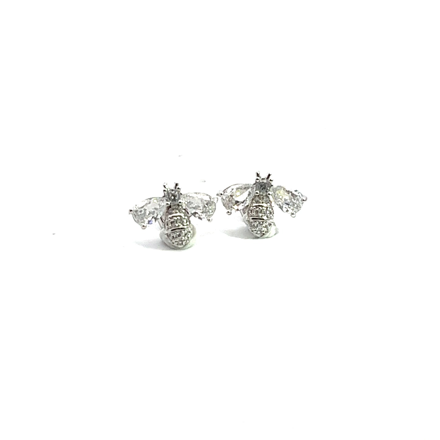 Diamante Bee Earrings In Sliver