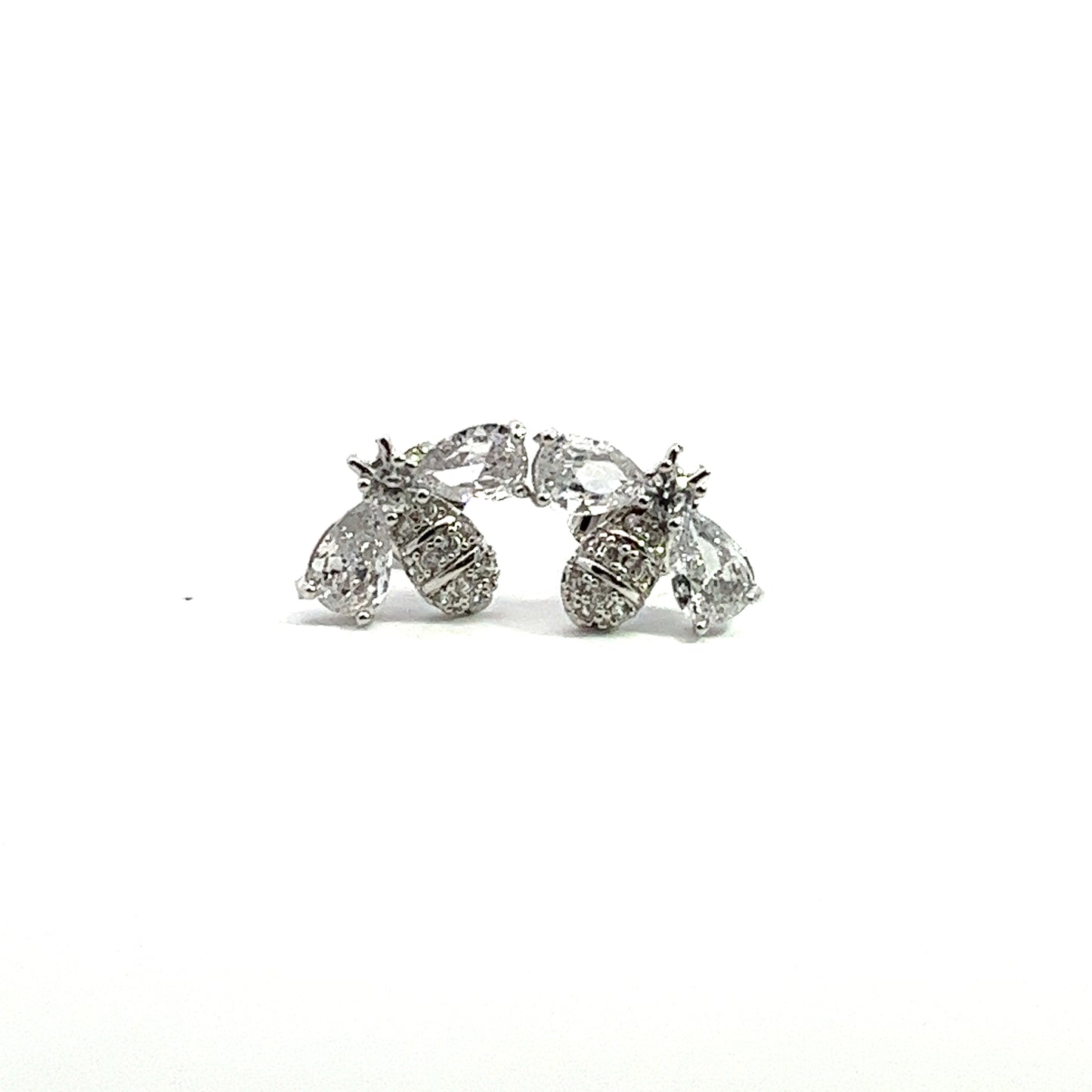 Diamante Bee Earrings In Sliver