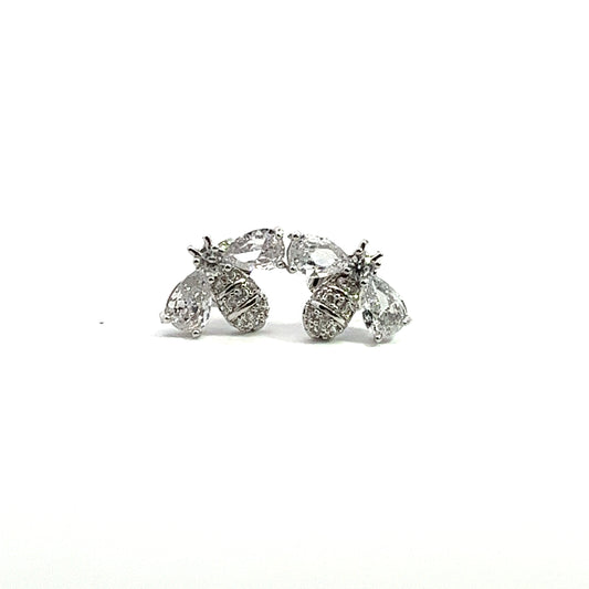 Diamante Bee Earrings In Sliver