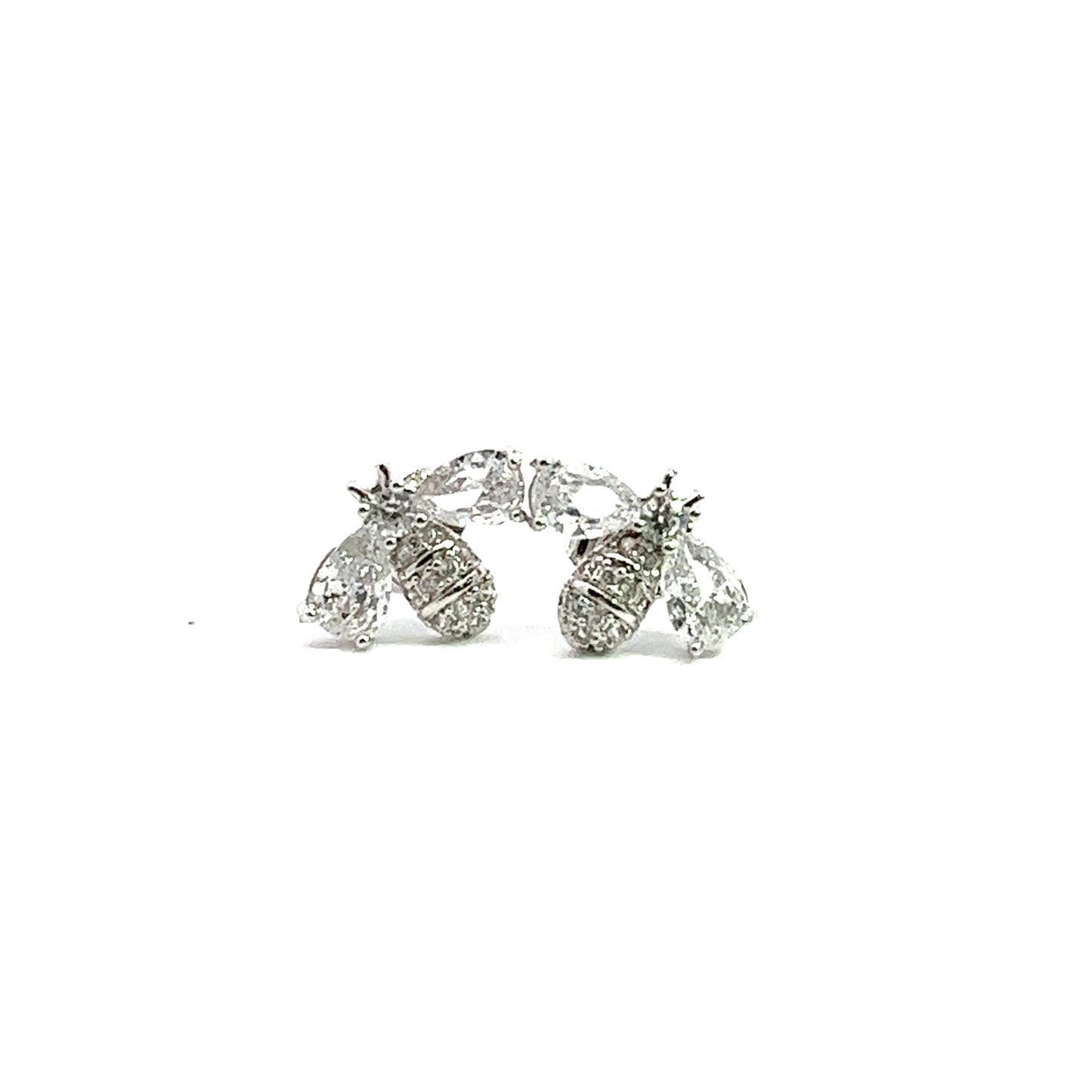 Diamante Bee Earrings In Sliver
