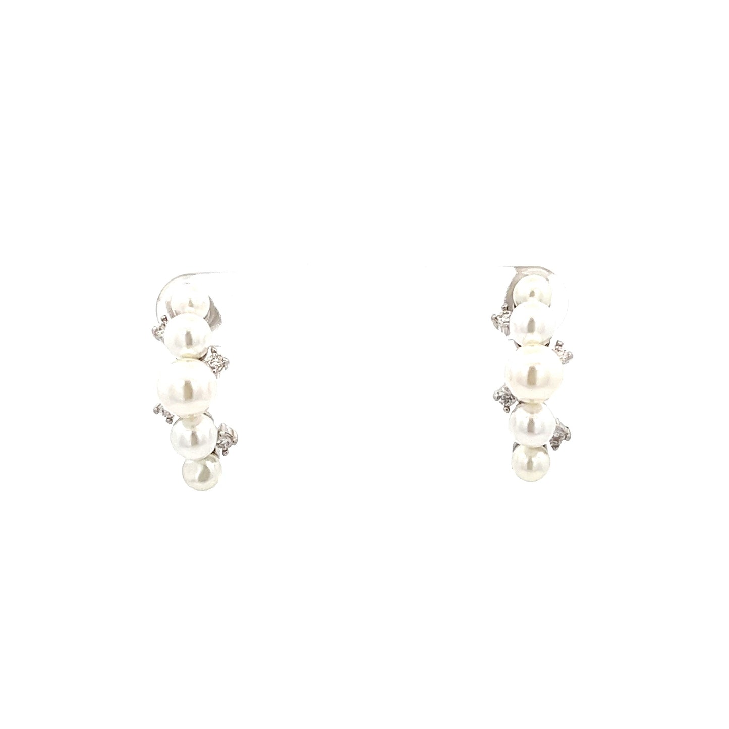 Pearls & Stars Earrings in Silver