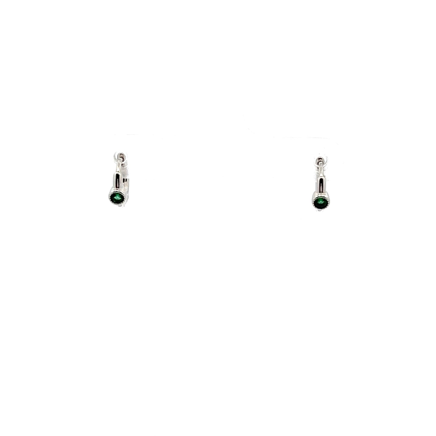 Soli Emerald Huggies Earrings In Sliver