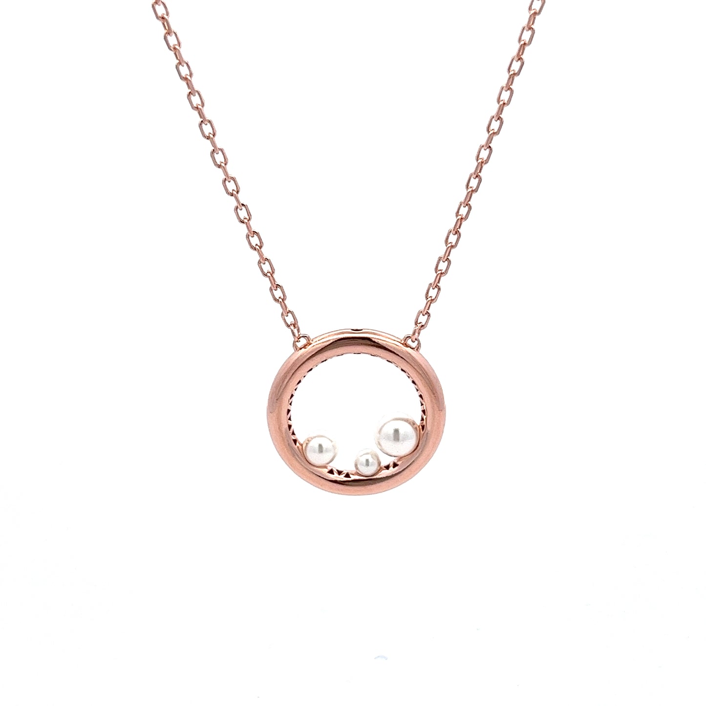Pearl Trio Necklace in Rose Gold